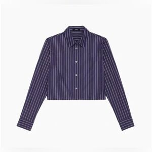 Theory Dark Blue Striped Button Down Shirt